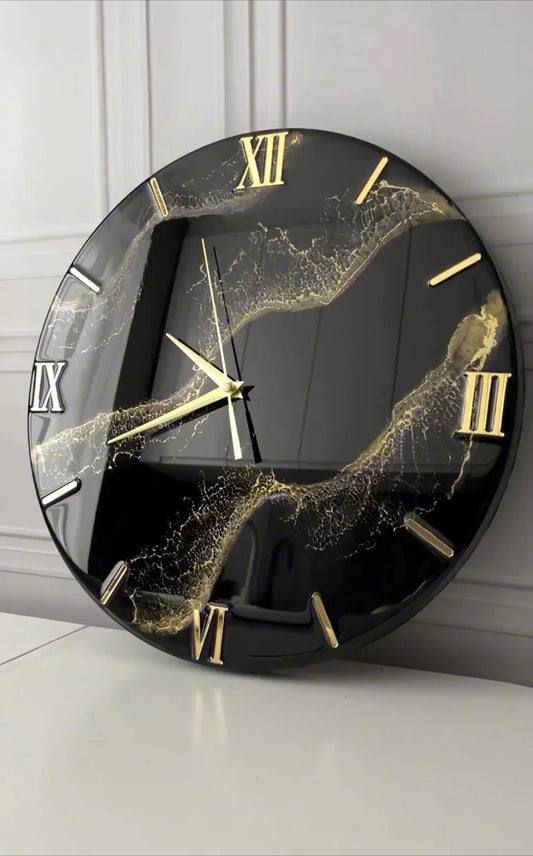 Attractive Epoxy Black Resin Clock (size 12 inch)